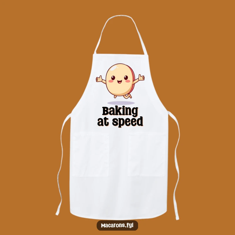 Funny Macaron Running Apron: Cheerful Baker, Hilarious Kitchen Accessory