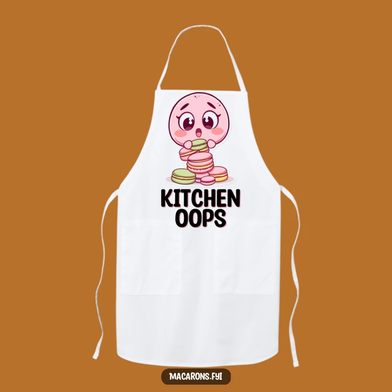 Funny Surprised Macaron Dropping Apron - Kitchen Oops Gift for Bakers