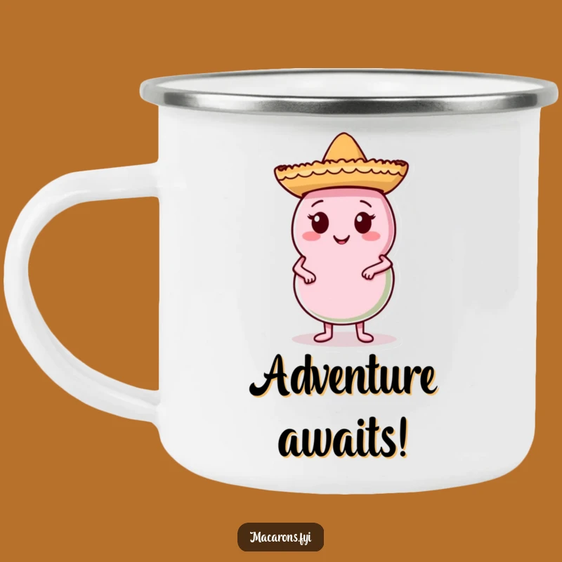 Funny Macaron Sombrero Camping Mug: Adventure with Humor, Perfect Gift!