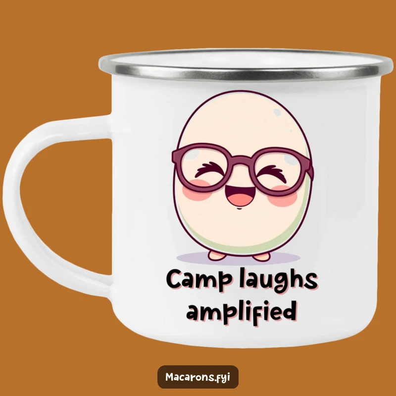Funny Giggling Macaron Camping Mug: Laughter on the Trail