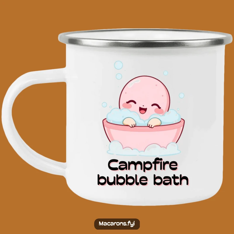 Funny Macaron Bubble Bath Camping Mug - Relax in the Wild!