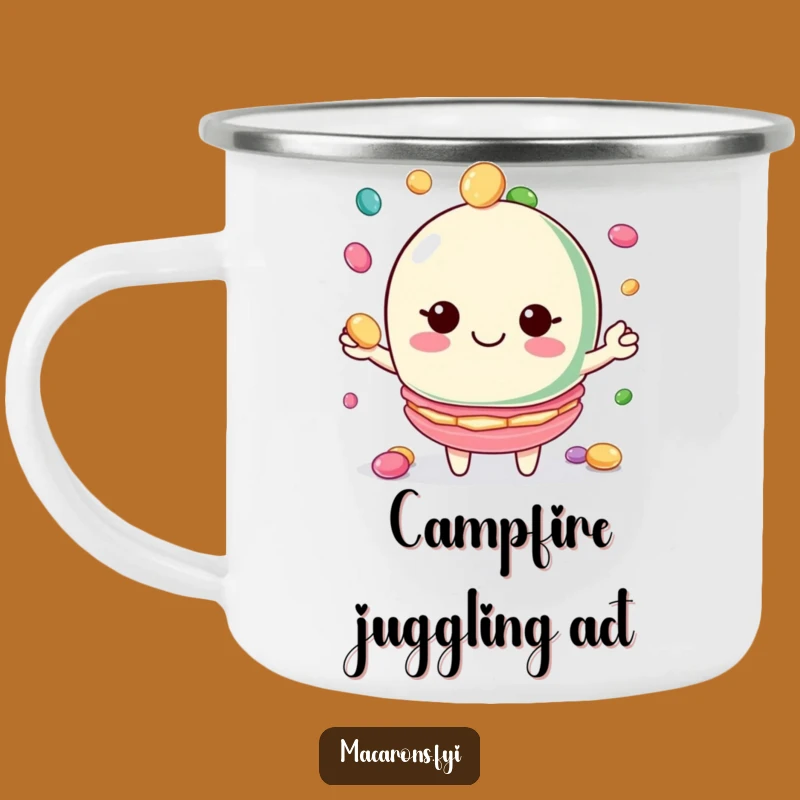 Funny Macaron Juggler Camping Mug: Outdoor Candy Fun Coffee Cup