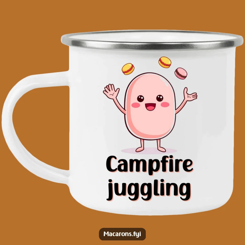 Funny Cheerful Macaron Juggler Camping Mug - Sweet Outdoor Treat Gift