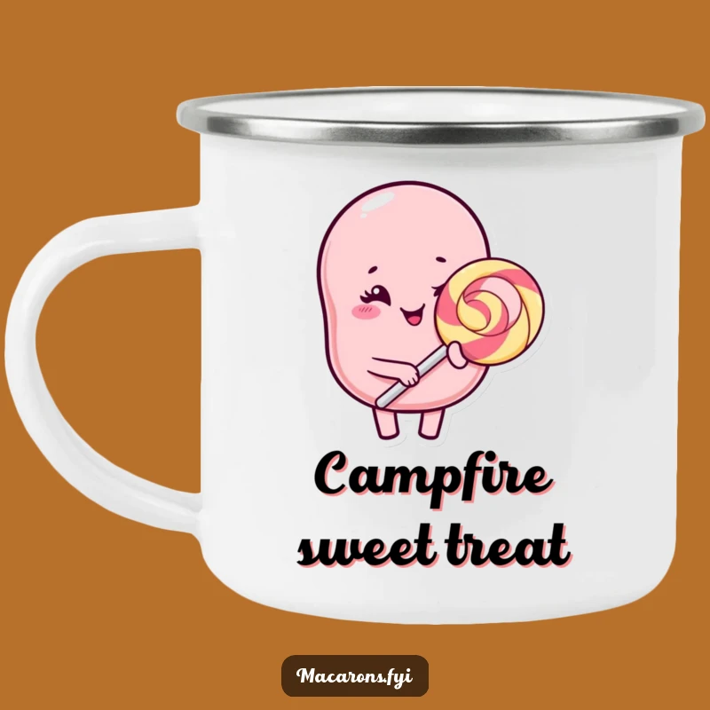 Funny Kawaii Macaron Lollipop Camping Mug: Outdoor Winking Character Gift