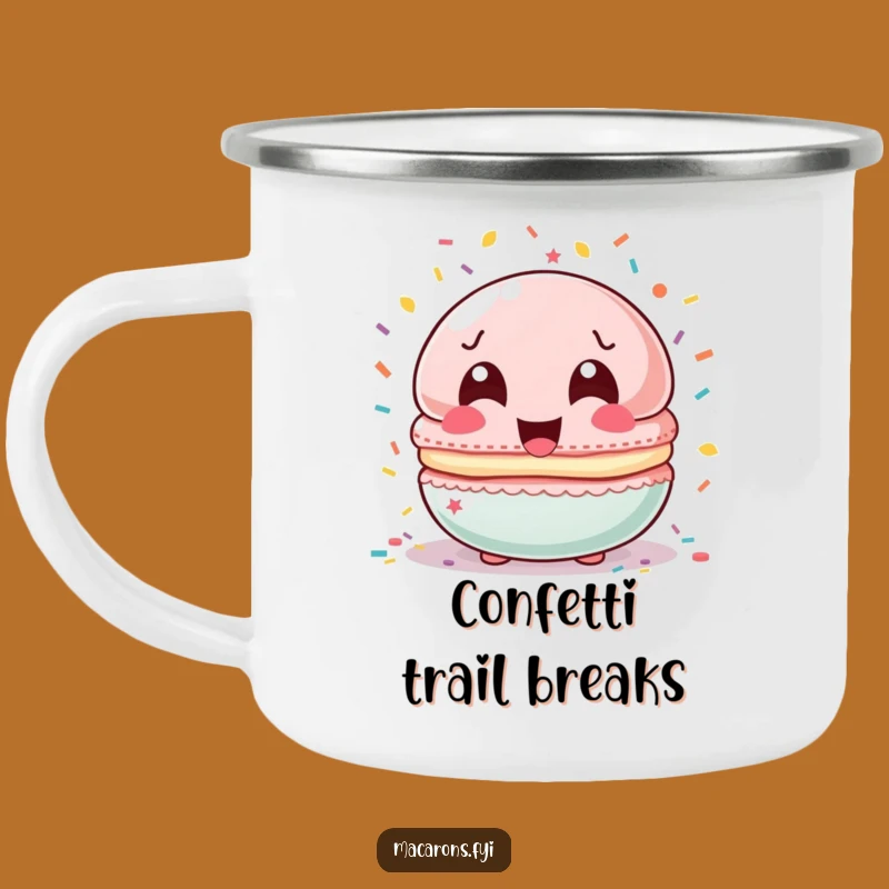 Funny Confetti Macaron Camping Mug: Party on the Go