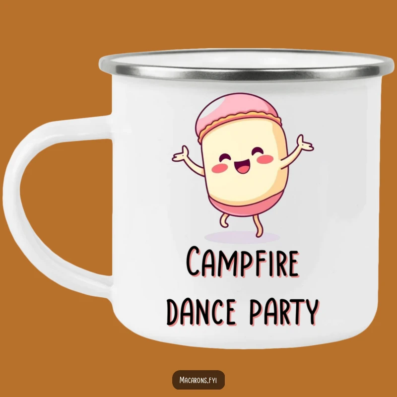 Funny Kawaii Macaron Dance Camping Mug: Outdoor Silly Character Gift