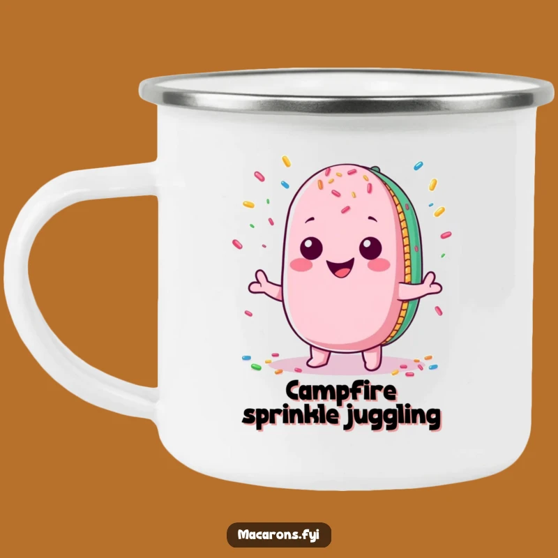 Funny Kawaii Macaron Juggling Camping Mug: Outdoor Fun, Perfect Gift