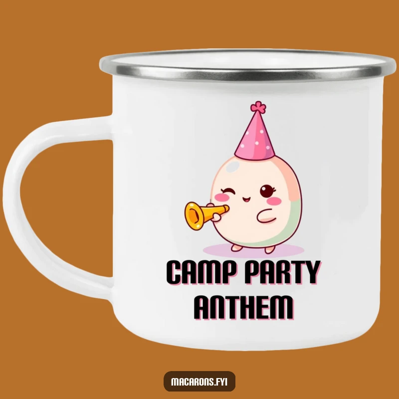 Funny Kawaii Macaron Party Camping Mug: Outdoor Celebration, Perfect Gift