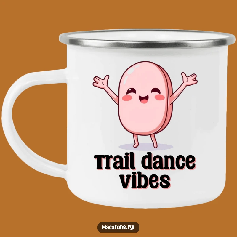 Funny Macaron Dance Camping Mug: Joyful Outdoor Character Cup