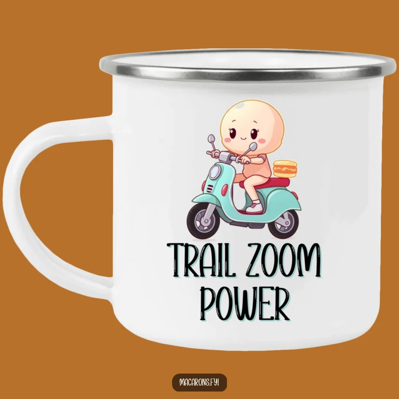 Funny Macaron Scooter Camping Mug: Adventure on the Go