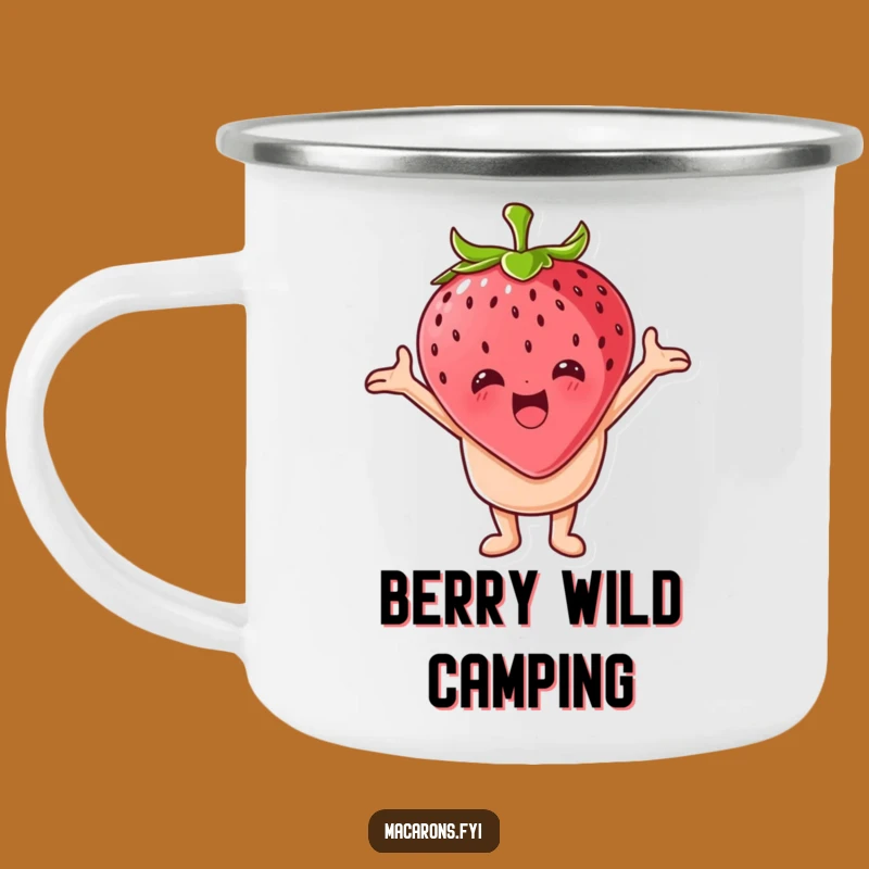 Funny Macaron Strawberry Camping Mug - Sweet Sips & Hugs!