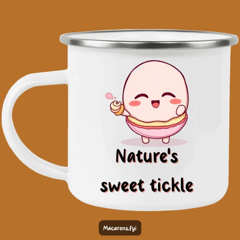 Funny Macaron Tickle Camping Mug - Adventure and Giggles Outdoors!