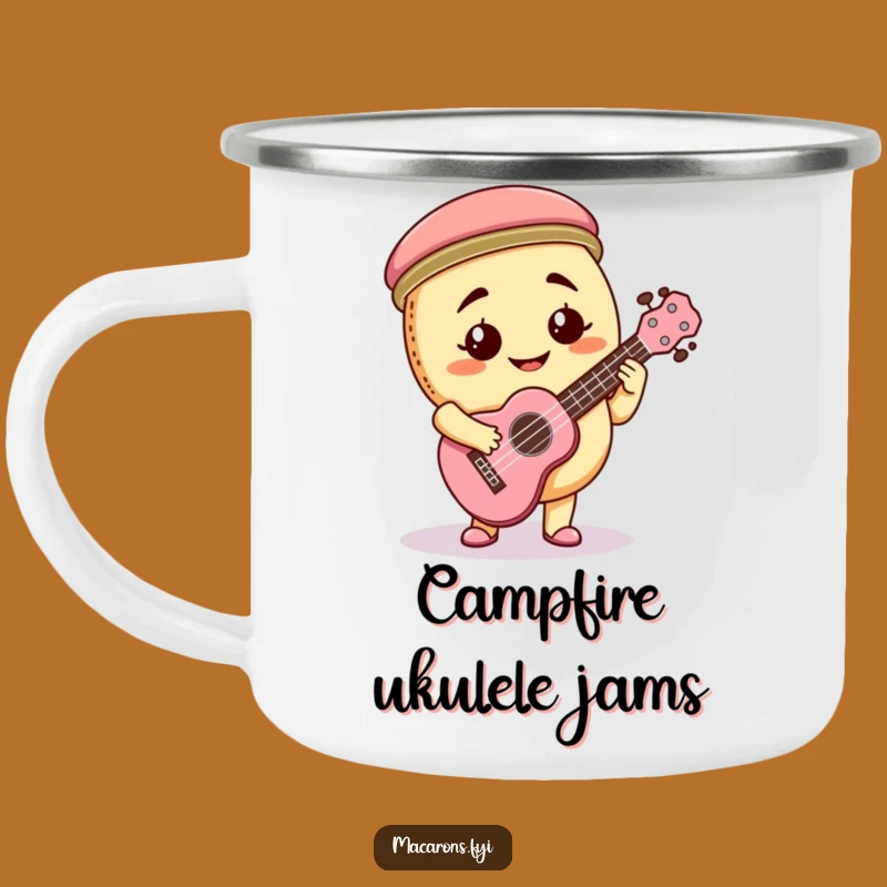 Funny Macaron Ukulele Camping Mug: Musical Adventures with Every Sip