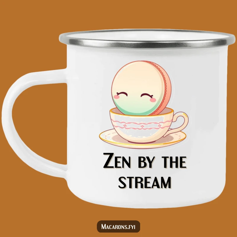 Funny Serene Macaron Camping Mug: Peaceful Outdoors, Sweet Funny Gift