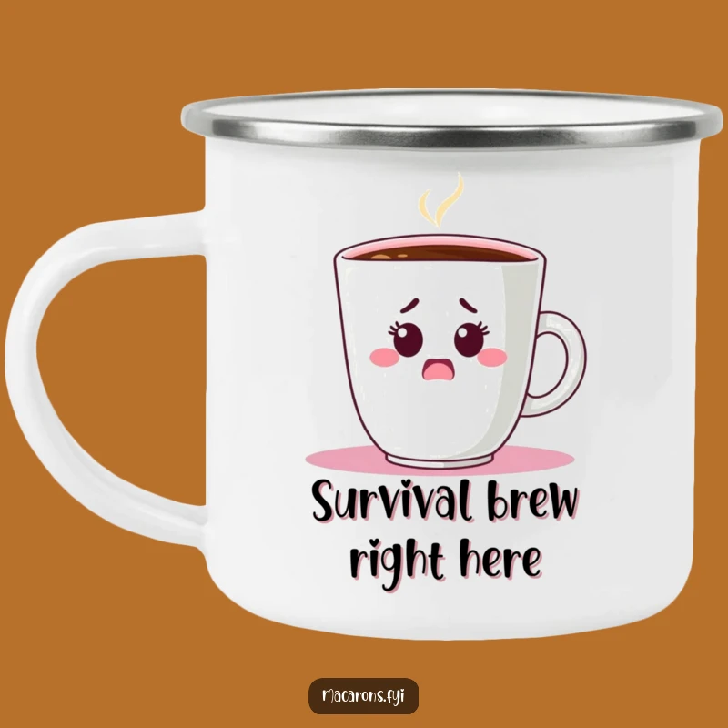 Funny Shocked Macaron Coffee Camping Mug: Adventure with a Startle!