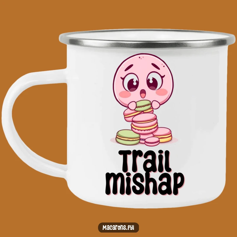 Funny Surprised Macaron Dropping Camping Mug - Oops Moment Outdoor Gift