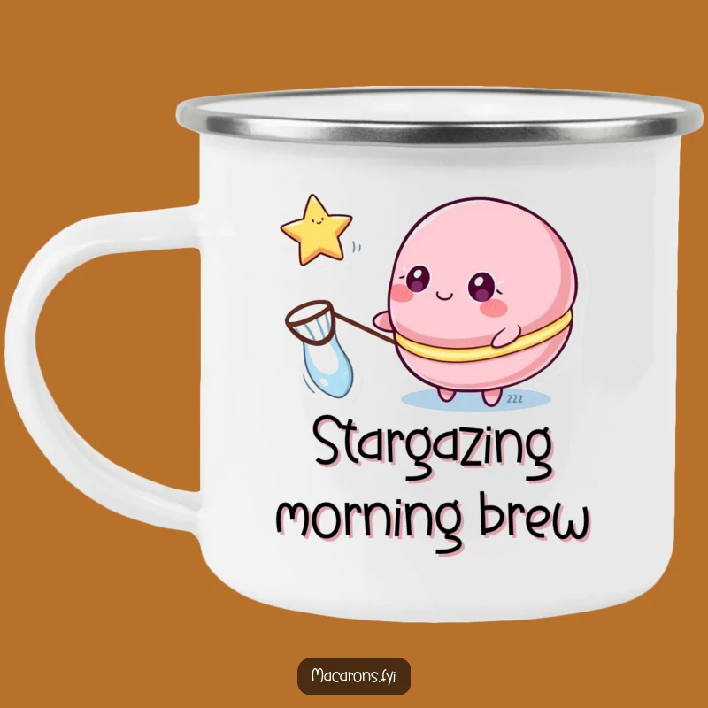 Funny Macaron Star Catcher Camping Mug: Magical Sips Under the Stars!