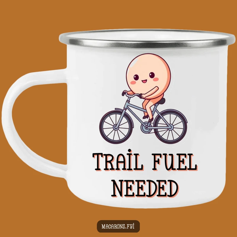 Funny Macaron Bicycle Camping Mug: Adventure Fuel with a Determined Sweet Treat's Ride!