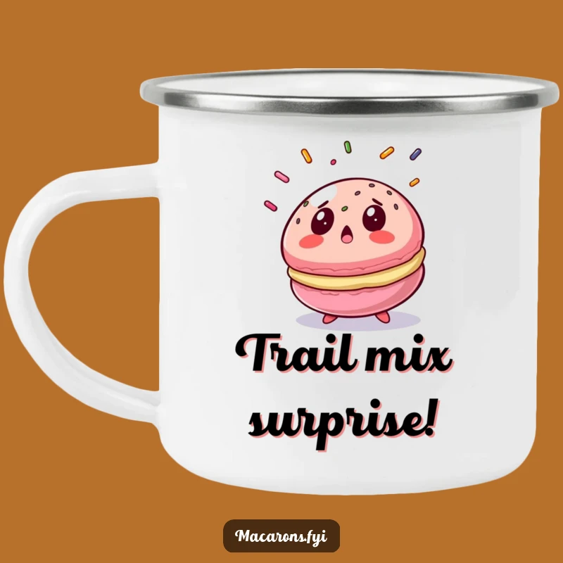 Funny Surprised Macaron Camping Mug a Sweet Adventure Gift