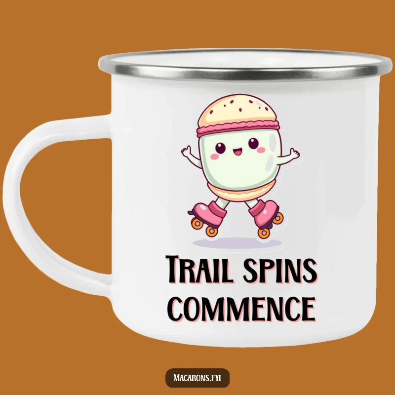Funny Macaron Roller Skate Camping Mug - Adventure and Sweetness On the Go!