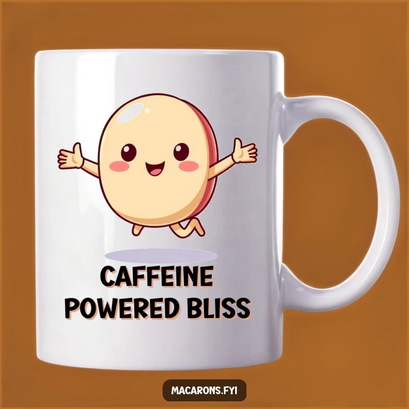 Funny Macaron Running Mug: Joyful Character, Perfect Energetic Gift