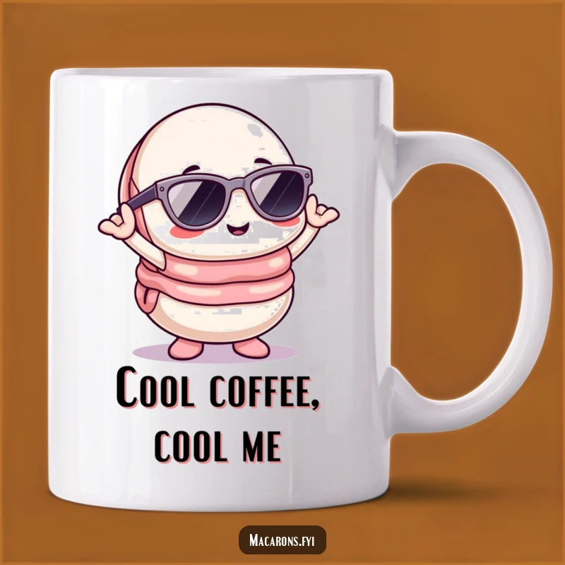 Funny Kawaii Macaron Sunglasses Mug: Cool Character Striking Pose Perfect Gift