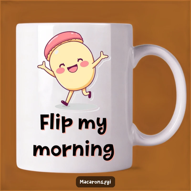 Funny Macaron Cartwheel Mug: Joyful Acrobat, Perfect Energetic Gift