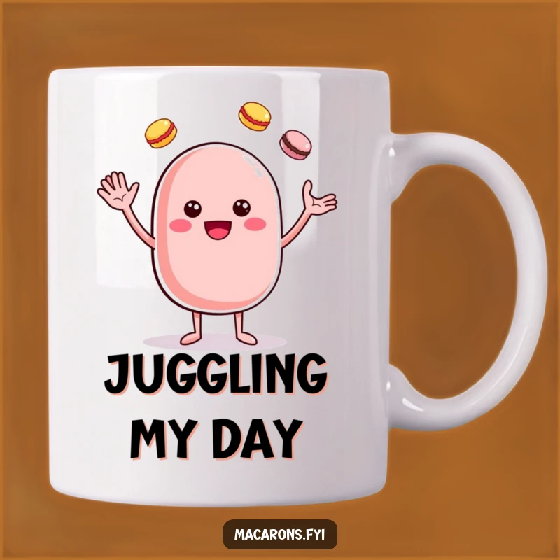 Funny Cheerful Macaron Juggler Mug - Sweet Treat Gift for Dessert Lovers