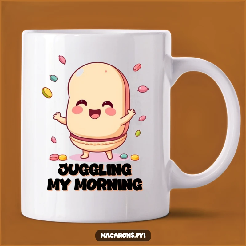 Funny Macaron Juggling Candy Mug: Delightful Dessert Fun, Perfect Sweet Treat Gift!