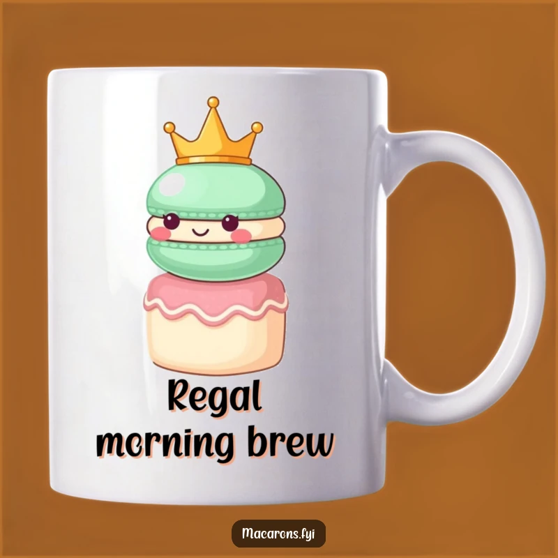 Funny Macaron King Mug: Regal Character Gift for Royalty