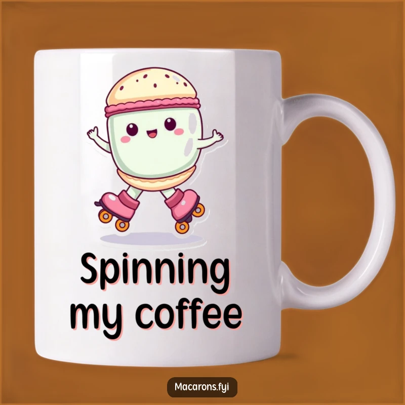 Funny Macaron Roller Skate Mug - Joyful Sweet Treat Character Gift!