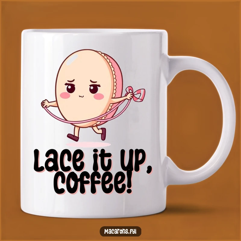 Funny Macaron Skipping Rope Mug: Determined Pastry's Playful Workout Gift