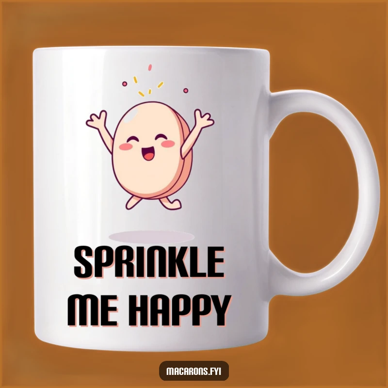 Funny Macaron Sprinkle Leap Mug: A Joyful Dessert Lover's Funny Gift!