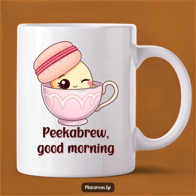 Funny Macaron Teacup Wink Mug: Playful Character Gift for a Giggle