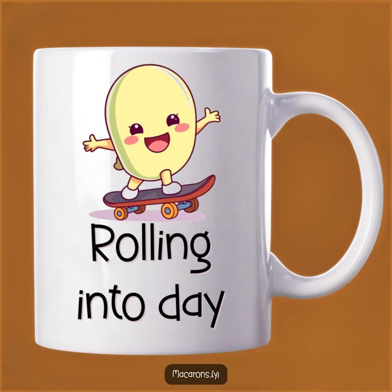 Funny Skater Macaron Mug - Playful Trickster Gift for Coffee Lovers
