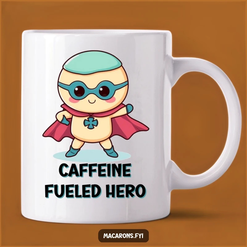 Funny Superhero Macaron Mug a Bold and Sweet Gift for Heroes