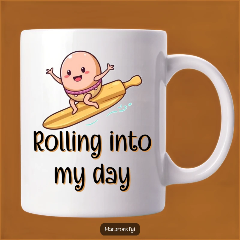 Funny Surfing Macaron Rolling Pin Mug: Extreme Dessert Funny Gift!