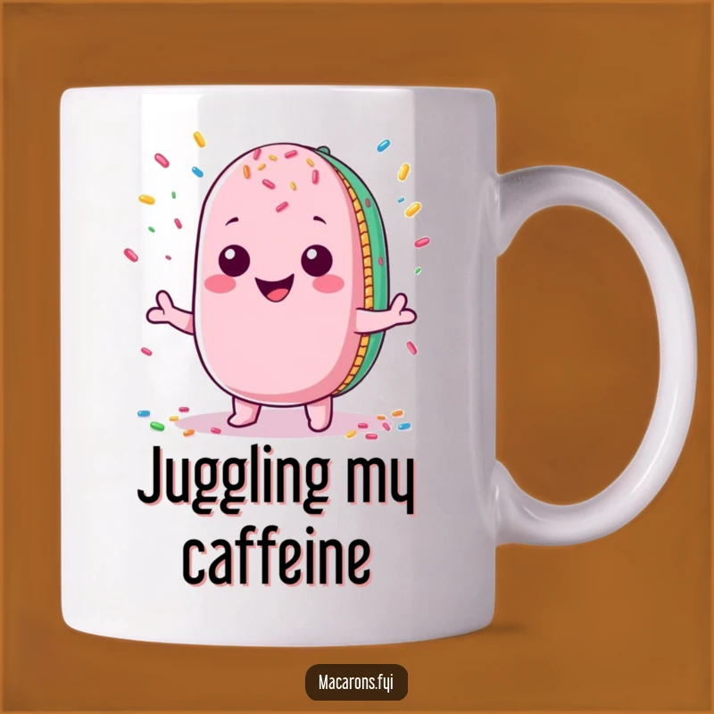 Funny Kawaii Macaron Juggling Mug: Sprinkled with Fun, Perfect Gift for Bakers