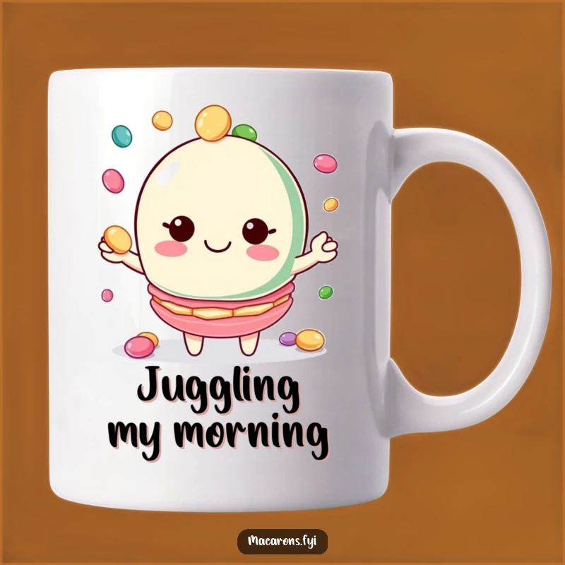 Funny Macaron Juggler Mug: Candy Fun Smiling Treat Funny Gift