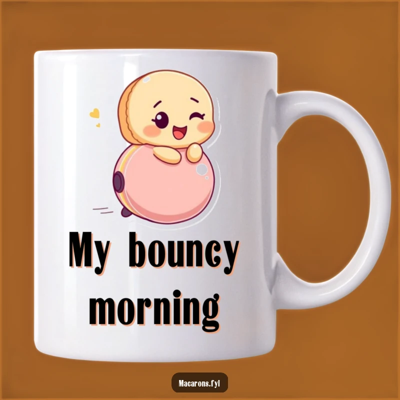 Funny Macaron Bouncing Ball Mug: Winking Joyful Treat for Playful Humor Lovers