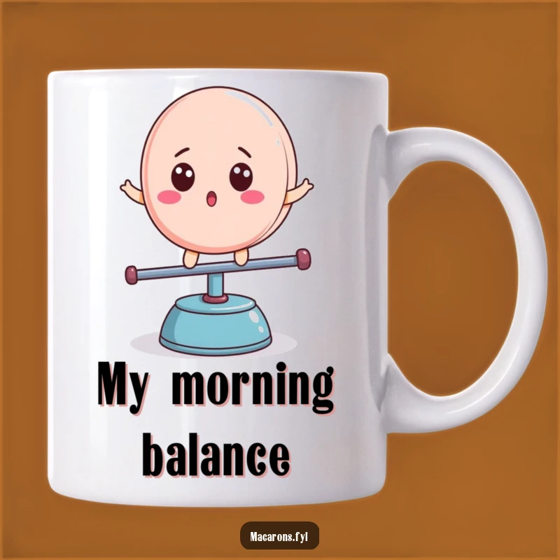 Funny Macaron Teeter-Totter Mug - Surprised Sweet Character Balance Gift!