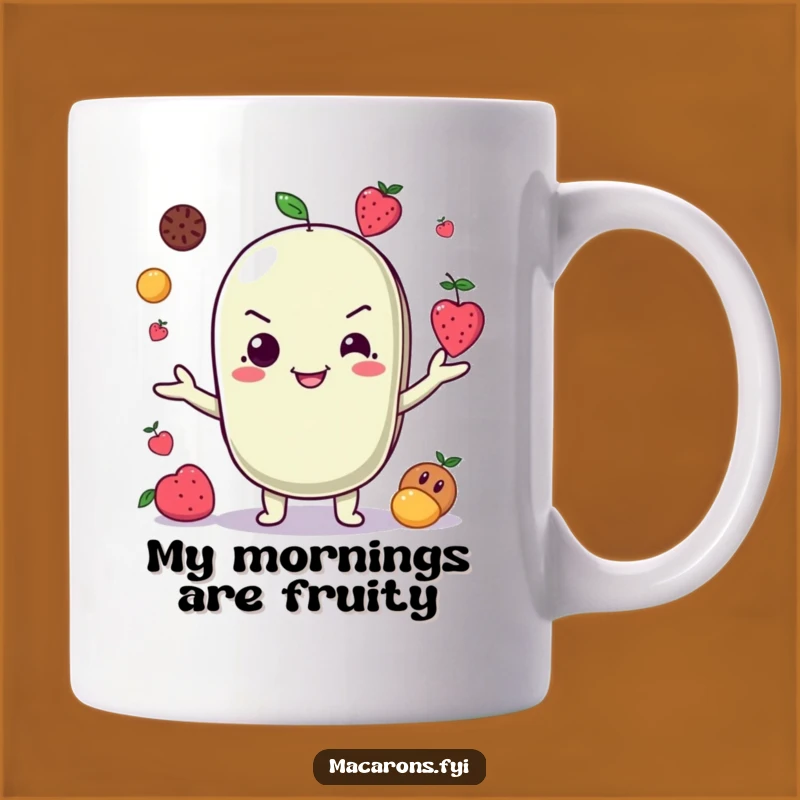 Funny Juggling Macaron Fruit Mug: Playful Dessert Humor Funny Gift!