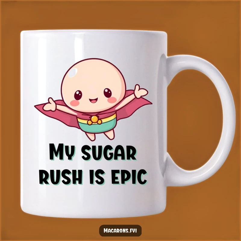 Funny Flying Macaron Hero Mug: A Sweet & Heroic Treat, Perfect Funny Gift