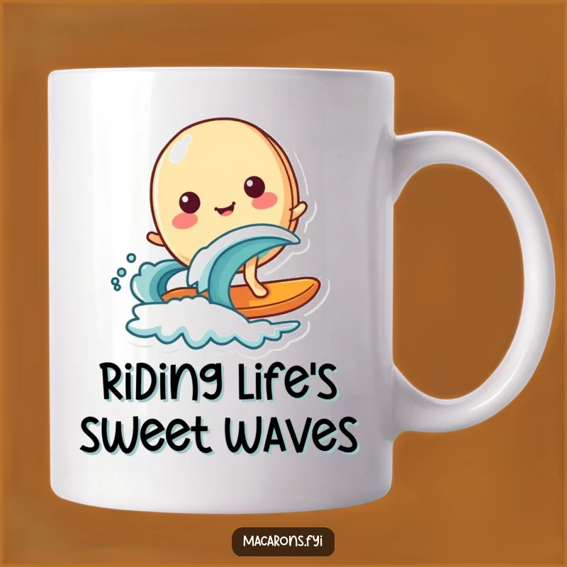 Funny Surfing Macaron Mug - Joyful Wave Rider Gift!