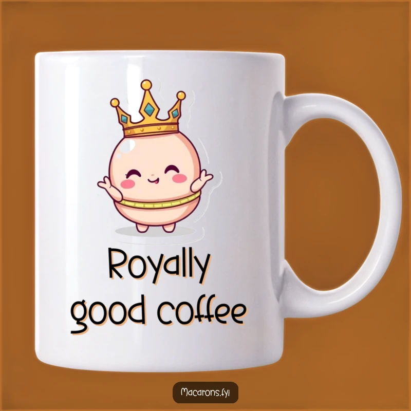 Funny Crowned Macaron Mug: Royal Silliness for Your Morning Coffee