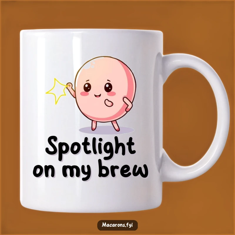 Funny Macaron Star Mug: Dramatic Pose Spotlight Treat Funny Gift