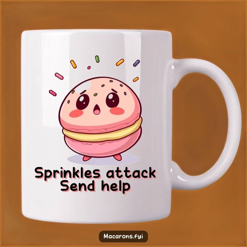 Funny Surprised Macaron Mug a Sweet Treat Gift for Sprinkle Lovers
