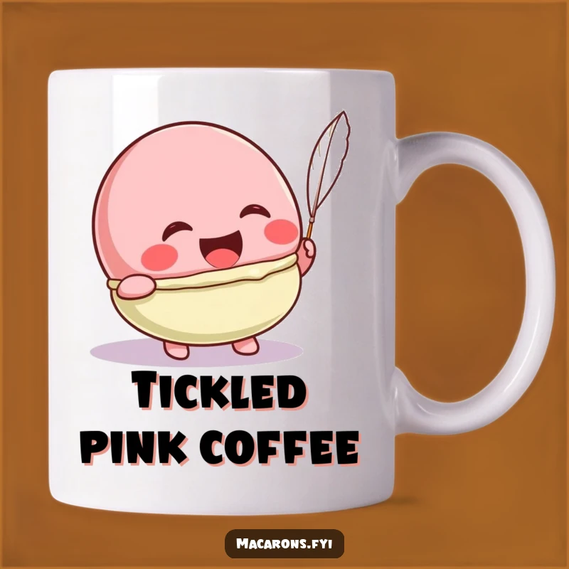 Funny Kawaii Macaron Tickle Mug: Laughing Character Feather Tickle Perfect Gift