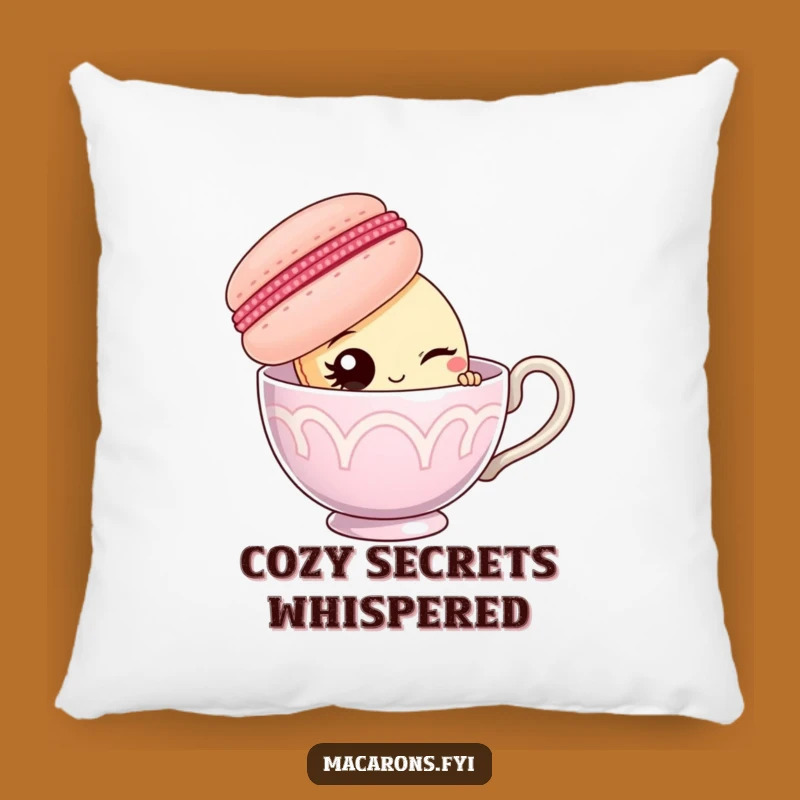 Funny Macaron Teacup Wink Pillow: Cozy Character Cushion for Fun