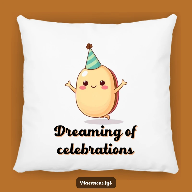 Funny Cheerful Macaron Pillow with Party Hat - Cozy Jumping Comfort Gift!